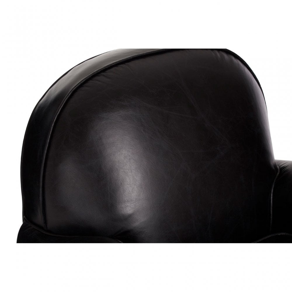Victor Black Leather Classic Armchair, Black