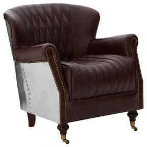 Victor Coffee Leather Armchair, Brown