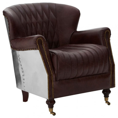 Victor Coffee Leather Armchair, Brown