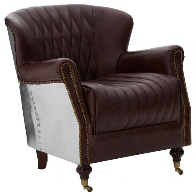 Victor Coffee Leather Armchair, Brown