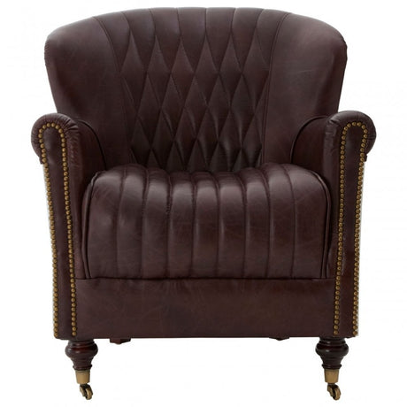 Victor Coffee Leather Armchair, Brown