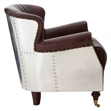 Victor Coffee Leather Armchair, Brown