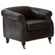 Victor Grey Leather Winged  Armchair, Grey