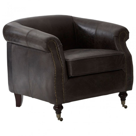 Victor Grey Leather Winged  Armchair, Grey