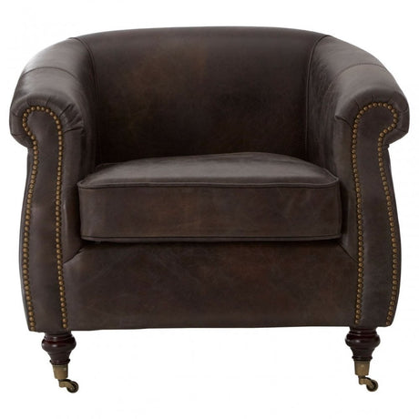 Victor Grey Leather Winged  Armchair, Grey