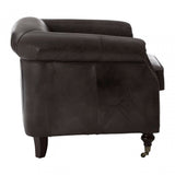 Victor Grey Leather Winged  Armchair, Grey