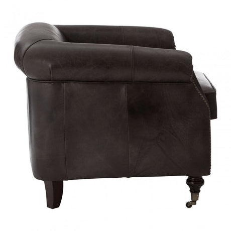 Victor Grey Leather Winged  Armchair, Grey