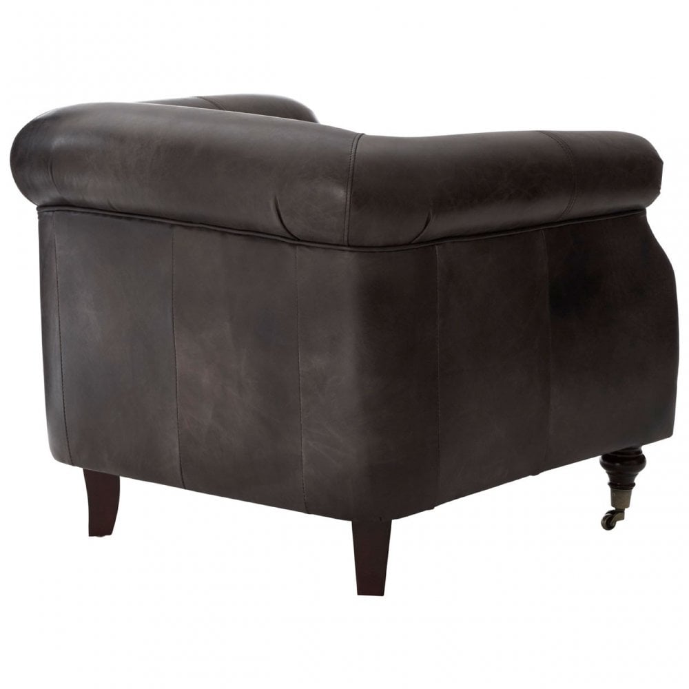 Victor Grey Leather Winged  Armchair, Grey