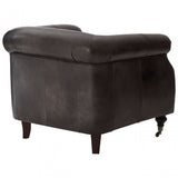 Victor Grey Leather Winged  Armchair, Grey