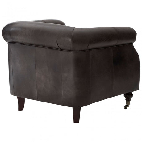 Victor Grey Leather Winged  Armchair, Grey
