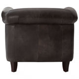 Victor Grey Leather Winged  Armchair, Grey