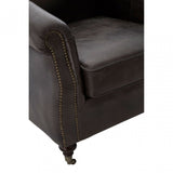 Victor Grey Leather Winged  Armchair, Grey
