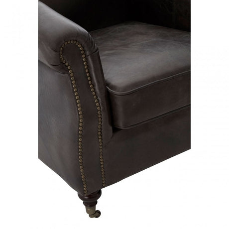 Victor Grey Leather Winged  Armchair, Grey