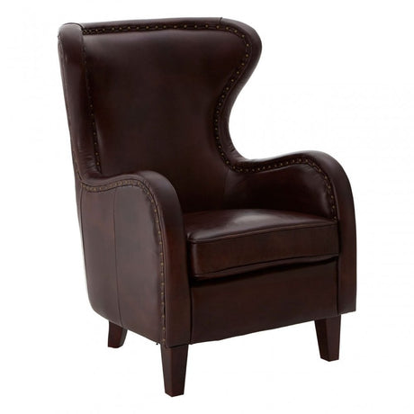 Victor Dark Coffee Leather Armchair, Brown