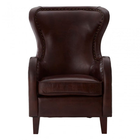 Victor Dark Coffee Leather Armchair, Brown