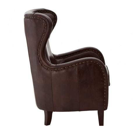 Victor Dark Coffee Leather Armchair, Brown