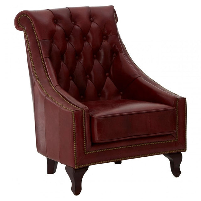 Victor Red Leather Armchair, Red