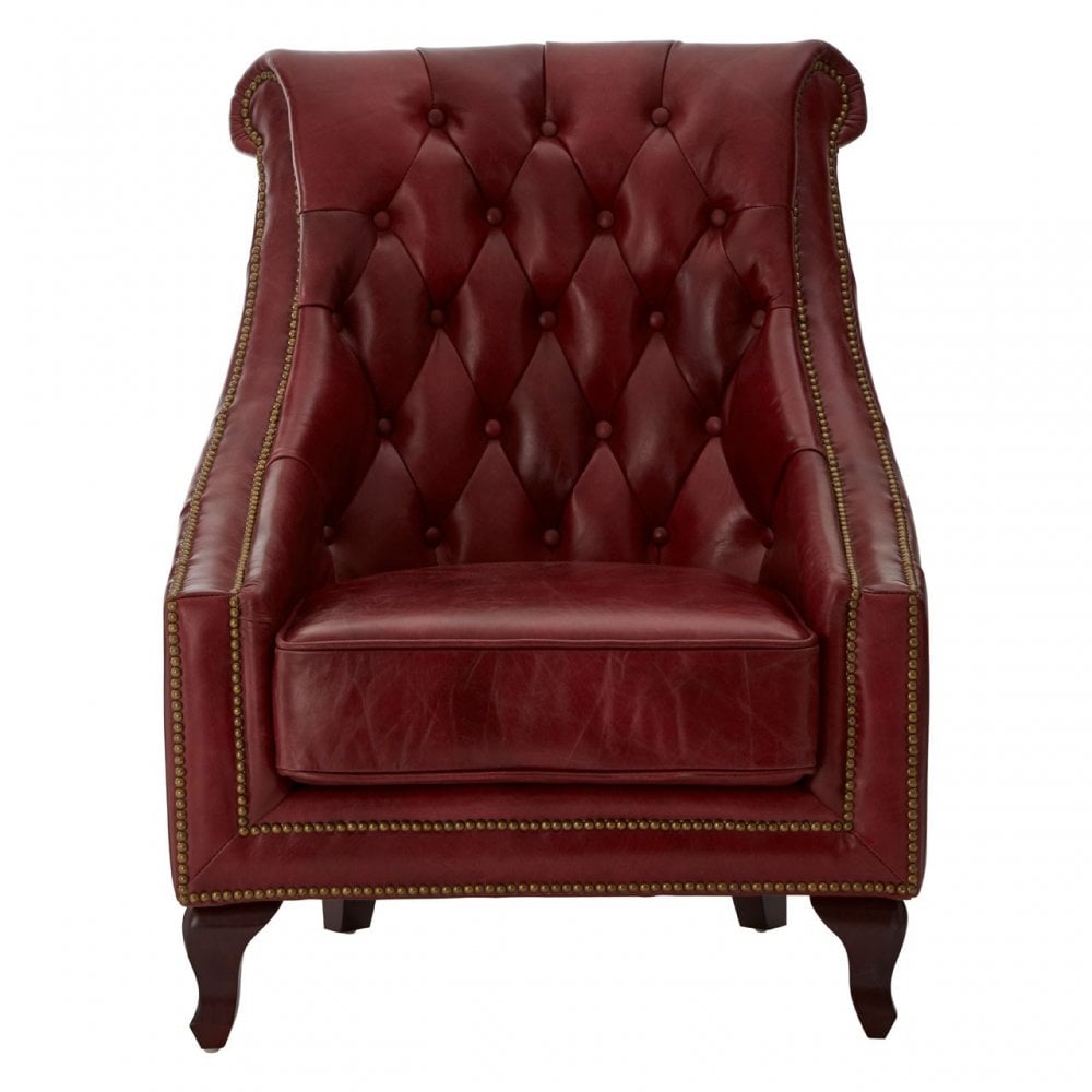 Victor Red Leather Armchair, Red