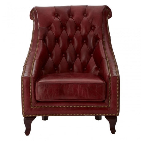Victor Red Leather Armchair, Red