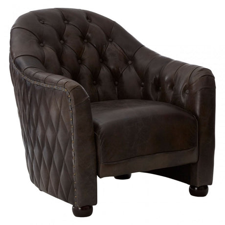 Victor Grey Leather Classic Armchair, Grey