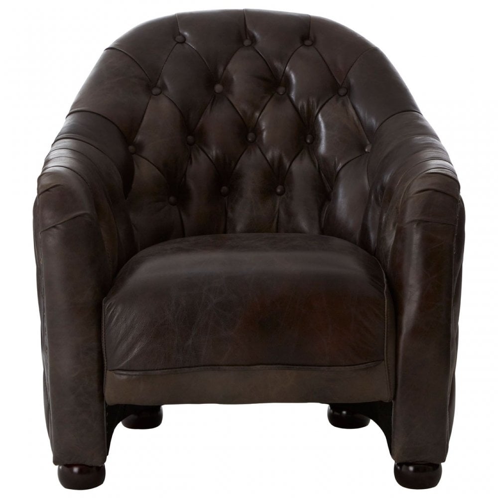 Victor Grey Leather Classic Armchair, Grey