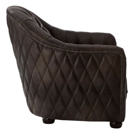 Victor Grey Leather Classic Armchair, Grey