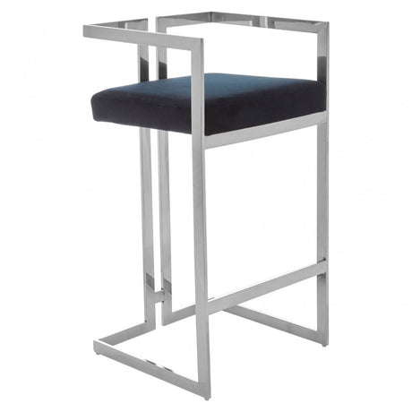 Azalea Black And Silver Bar Stool, Black