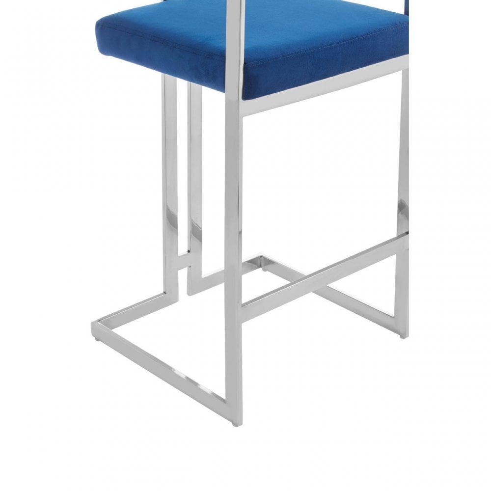 Azalea Blue And Silver Bar Stool, Blue