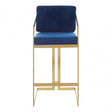 Azalea Blue And Gold Finish Bar Stool, Blue