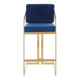 Azalea Blue And Gold Finish Bar Stool, Blue