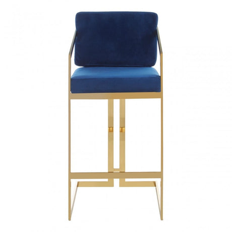 Azalea Blue And Gold Finish Bar Stool, Blue