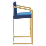 Azalea Blue And Gold Finish Bar Stool, Blue