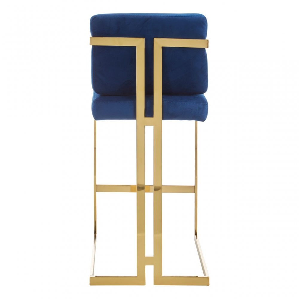 Azalea Blue And Gold Finish Bar Stool, Blue