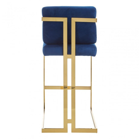 Azalea Blue And Gold Finish Bar Stool, Blue