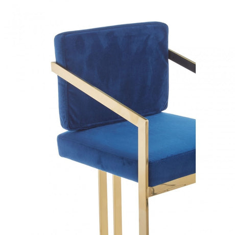 Azalea Blue And Gold Finish Bar Stool, Blue