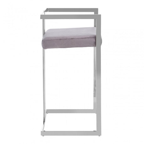 Azalea Grey And Silver Bar Stool, Grey