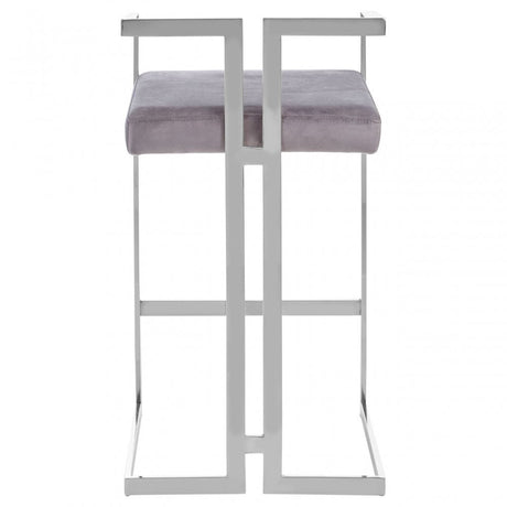 Azalea Grey And Silver Bar Stool, Grey
