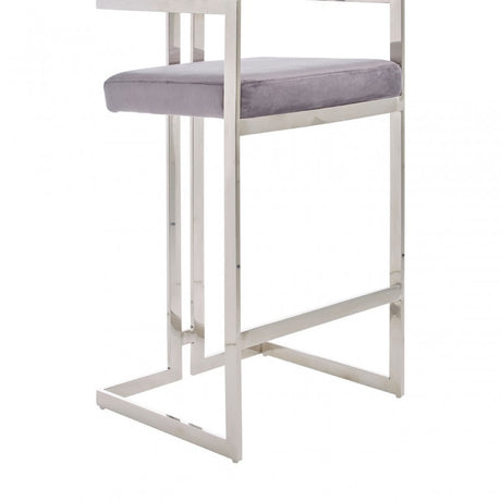 Azalea Grey And Silver Bar Stool, Grey