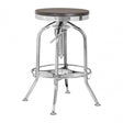 Gator Ash Wood Silver Chromed Metal Stool, Black