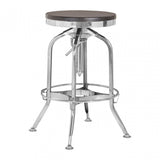 Gator Ash Wood Silver Chromed Metal Stool, Black