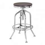 Gator Ash Wood Silver Chromed Metal Stool, Black