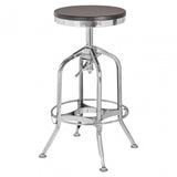 Gator Ash Wood Silver Chromed Metal Stool, Black