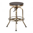 Gaton Ash Wood Seat Metallic Stool, Black