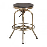 Gaton Ash Wood Seat Metallic Stool, Black
