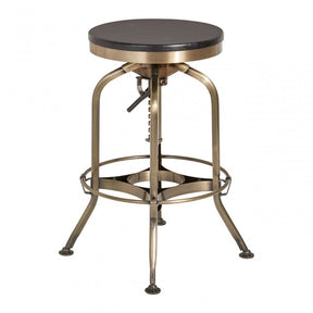 Gaton Ash Wood Seat Metallic Stool, Black