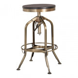 Gaton Ash Wood Seat Metallic Stool, Black