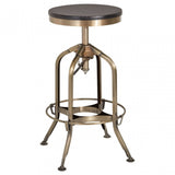 Gaton Ash Wood Seat Metallic Stool, Black