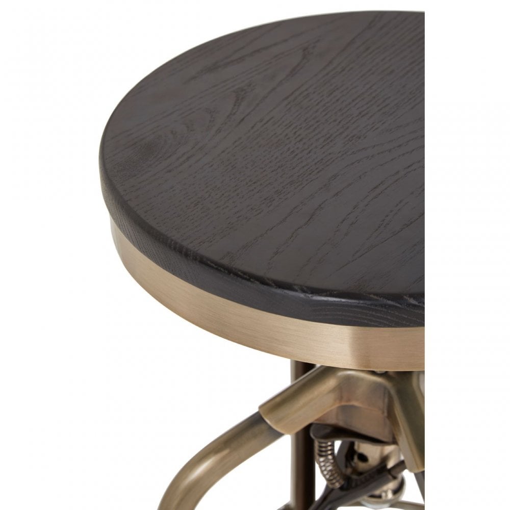 Gaton Ash Wood Seat Metallic Stool, Black