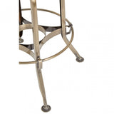 Gaton Ash Wood Seat Metallic Stool, Black