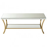 Kensington Townhouse Mirrored Coffee Table with Gold Base, Silver